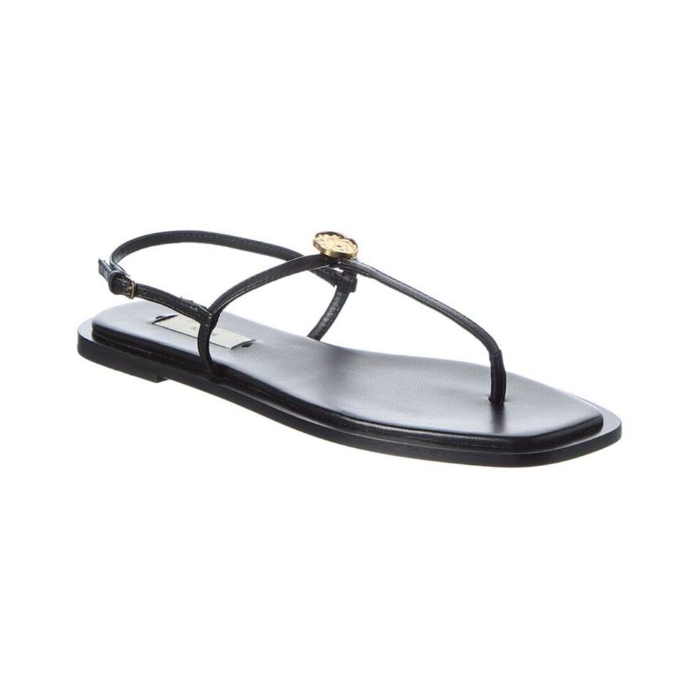 Toteme T-Strap Leather Sandal, Black